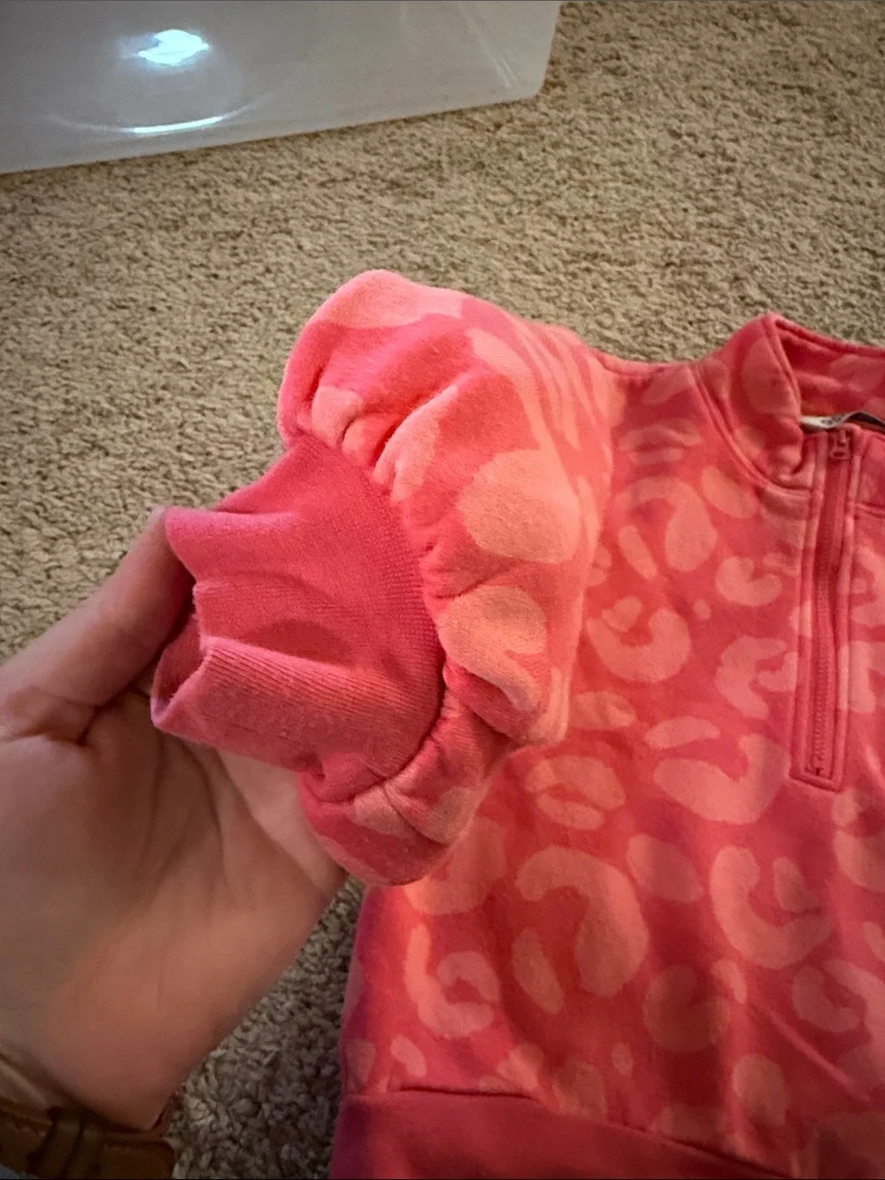 DSG Girls' Coral Pink Leopard Half-Zip Puffer Pullover